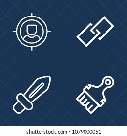 Premium set of outline vector icons. Such as customer, dagger, segmentation, success, concept, sword, team, hyperlink, web, fight, targeting, businessman, knight, sign, blade, group, security