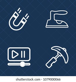 Premium set of outline vector icons. Such as science, industry, housekeeping, board, engineering, attract, equipment, shirt, direction, volume, education, construction, building, interface, web, heavy