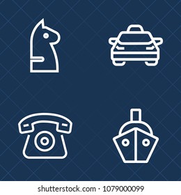 Premium set of outline vector icons. Such as cargo, shipping, auto, transportation, road, taxi, vessel, ship, competition, sea, sms, challenge, traffic, car, game, home, white, internet, sign, phone