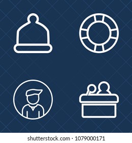 Premium set of outline vector icons. Such as holiday, rubber, hat, fashion, object, ring, inflatable, summer, head, pool, accessory, education, presentation, event, white, float, character, men, beach