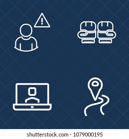 Premium set of outline vector icons. Such as internet, travel, mobile, profile, network, people, element, white, glove, boxing, pointer, fight, video, location, fist, chat, road, person, route, punch