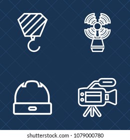 Premium set of outline vector icons. Such as crane, sea, style, coast, seamark, digital, baseball, industrial, nautical, construction, equipment, marine, head, white, house, professional, signal, work