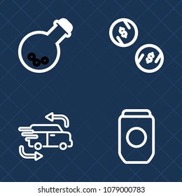 Premium set of outline vector icons. Such as laboratory, service, medical, transport, finance, speed, freight, can, cash, bank, delivery, tooth, science, dentistry, tool, dollar, business, money, tin