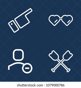 Premium set of outline vector icons. Such as account, black, oar, river, user, white, looking, eyeglasses, male, man, style, delete, sign, lifestyle, vision, pointing, hand, glasses, gesturing, canoe