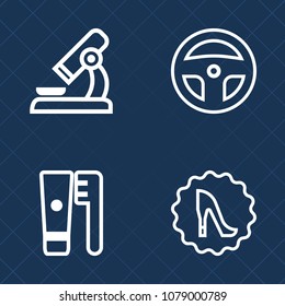 Premium set of outline vector icons. Such as mouth, scientific, shoe, dentist, discovery, beautiful, female, heel, lab, laboratory, biology, microbiology, graphic, analyzing, white, prosthesis, dental