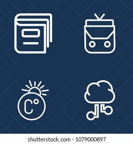 Premium set of outline vector icons. Such as computing, business, library, concept, fashion, accessory, communication, sign, travel, education, measurement, modern, meteorology, text, fahrenheit, open