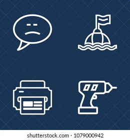 Premium set of outline vector icons. Such as bubble, web, equipment, rescue, industry, chat, help, dialog, emergency, printer, chatting, text, graphic, ring, sea, circle, life, paper, communicate