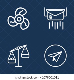 Premium set of outline vector icons. Such as wind, smartphone, air, message, justice, postal, climate, cooling, web, internet, equality, fan, delivery, lifestyle, equipment, post, ventilation, cool