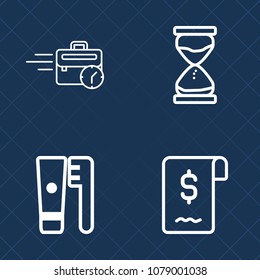 Premium set of outline vector icons. Such as glass, sign, sale, hourglass, care, laptop, hygiene, clean, brush, tooth, countdown, watch, time, dental, estate, minute, office, healthy, people, measure