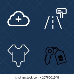 Premium set of outline vector icons. Such as information, traffic, download, pretty, fashion, beautiful, door, road, body, girl, data, access, secure, cloud, beauty, highway, communication, blank, web