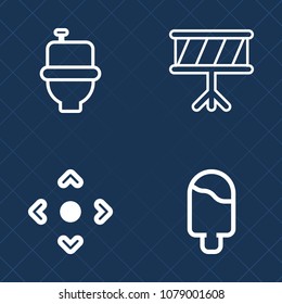 Premium set of outline vector icons. Such as computer, lavatory, hygiene, closet, dessert, vanilla, concert, music, button, food, sound, sanitary, ice, restroom, classical, room, drum, public, guitar