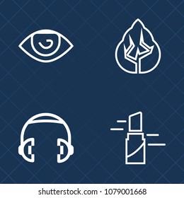 Premium set of outline vector icons. Such as sound, body, foliage, beauty, red, person, growth, stereo, leg, outdoor, mouth, human, equipment, pine, coniferous, plant, green, eye, arm, nature, tree