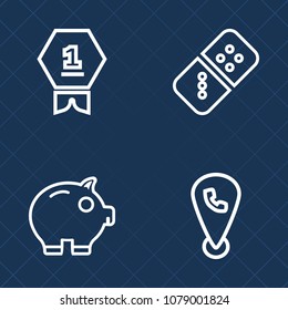 Premium set of outline vector icons. Such as coin, champion, win, prize, sign, phone, finance, game, risk, map, competition, effect, concept, mobile, sport, action, save, location, white, object, row