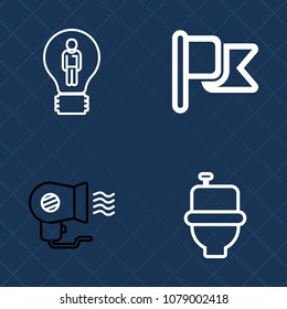 Premium set of outline vector icons. Such as restroom, idea, wc, concept, bulb, washroom, america, bathroom, style, blowing, sanitary, hair, patriot, dryer, business, red, electric, public, fan, air