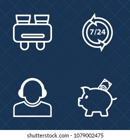 Premium set of outline vector icons. Such as watch, economy, financial, woman, business, concept, zoom, office, save, phone, male, assistant, optical, see, support, pig, bank, binoculars, looking, man