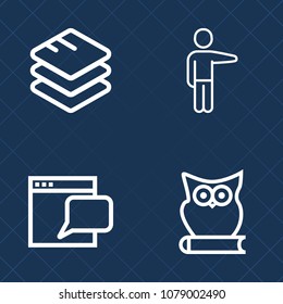 Premium set of outline vector icons. Such as female, computer, wild, concept, web, animal, girl, digital, network, bubble, professional, white, internet, hand, art, communication, young, finger, owl