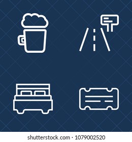 Premium set of outline vector icons. Such as froth, furniture, modern, sign, road, alcohol, movie, bed, paper, cold, double, theater, bar, foam, warning, bedroom, pub, entertainment, beverage, ticket