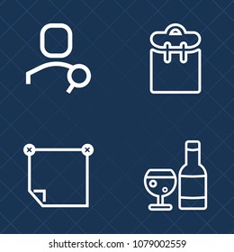 Premium set of outline vector icons. Such as professional, pass, bottle, glass, beverage, page, pretty, notepaper, red, people, mobile, sticky, computer, paper, passport, ransack, woman, person, stick