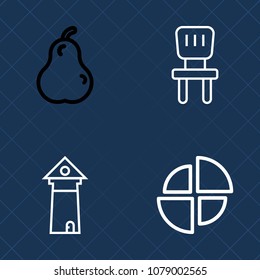 Premium set of outline vector icons. Such as travel, room, house, tourism, yellow, green, comfortable, organic, graph, france, chart, element, furniture, chair, raw, business, fresh, graphic