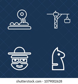 Premium set of outline vector icons. Such as saw, horse, computer, work, graphic, sign, black, web, happy, collection, funny, game, equipment, screwdriver, strategy, play, object, technology, chess