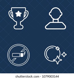 Premium set of outline vector icons. Such as habit, night, prohibition, addiction, success, win, human, network, ribbon, male, no, sky, award, nicotine, tobacco, people, person, place, winner, victory