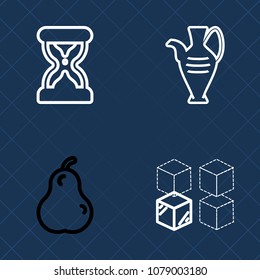 Premium set of outline vector icons. Such as raw, female, replacement, decor, traditional, ceramic, ripe, vase, juicy, sand, green, clock, vintage, time, jug, hourglass, transfer, house, relocation