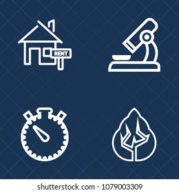 Premium set of outline vector icons. Such as concept, mortgage, time, loan, pine, environment, rent, laboratory, apartment, technology, green, business, estate, hour, wood, scientific, research, house