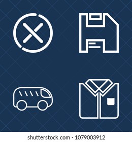 Premium set of outline vector icons. Such as direction, shape, white, web, negative, sign, move, cotton, clothing, save, template, bright, warning, file, no, information, car, tshirt, glyph, short