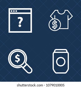 Premium set of outline vector icons. Such as canned, navigation, can, metal, tin, search, buy, sign, fashion, price, clothes, packaging, unknown, user, web, t-shirt, internet, concept, business, find