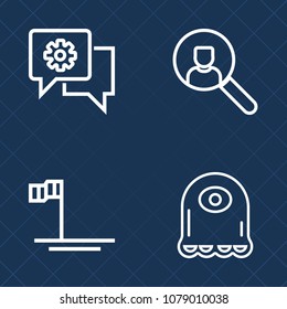 Premium set of outline vector icons. Such as baja, mobile, ocean, sea, sky, page, chatting, beach, button, mexico, blue, chat, cute, screen, laptop, computer, account, view, message, monster, eye, ui