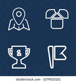 Premium set of outline vector icons. Such as award, wear, nation, clothing, national, victory, web, place, cotton, champion, achievement, flag, sleeve, pin, casual, map, best, shirt, gps, red, country