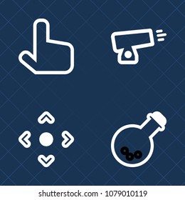 Premium set of outline vector icons. Such as gun, dental, element, implant, technology, laboratory, graphic, tooth, antique, hand, background, ball, medicine, pointer, cannon, web, health, press, lab