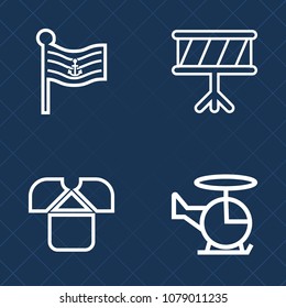 Premium set of outline vector icons. Such as transportation, red, banner, air, musical, sound, trumpet, guitar, aircraft, america, music, sky, template, usa, instrument, american, classical, tshirt