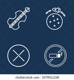 Premium set of outline vector icons. Such as close, graphic, science, habit, rocket, space, galaxy, delete, technology, violin, launch, web, object, cigarette, cross, addiction, remove, mark, musical