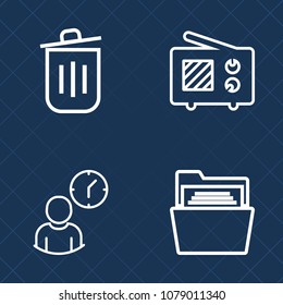 Premium set of outline vector icons. Such as wave, trash, environment, object, basket, can, internet, wireless, watch, file, concept, information, white, folder, template, work, recycling, broadcast