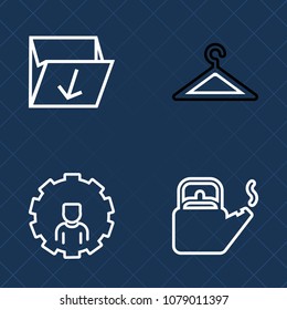 Premium set of outline vector icons. Such as phone, online, water, fashion, account, hanger, environment, teapot, trash, recycling, heat, rack, shop, rubbish, pollution, sale, web, internet, website