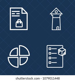 Premium set of outline vector icons. Such as element, truck, tourism, europe, france, graphic, food, checklist, french, eiffel, supermarket, cargo, famous, graph, transport, pen, shopping, tower, pie