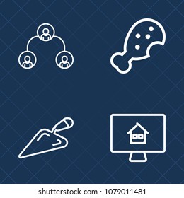 Premium set of outline vector icons. Such as chicken, estate, organization, business, wrench, leg, management, internet, fried, brush, instrument, tool, corporate, meal, sandwich, human, menu, work