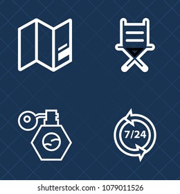 Premium set of outline vector icons. Such as office, object, planet, pump, world, call, headset, luxury, decor, cosmetic, modern, container, europe, continent, global, australia, map, customer, beauty