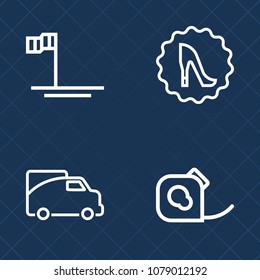 Premium set of outline vector icons. Such as electrical, cortes, blue, green, baja, truck, ocean, footwear, car, duct, vehicle, landscape, roll, heel, view, elegance, insulating, sea, friction, road