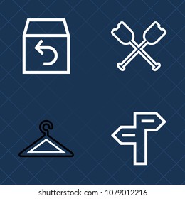 Premium set of outline vector icons. Such as road, canoe, rack, rowing, sport, kayak, fashion, river, transportation, sign, wooden, choice, old, way, travel, closet, sale, delivery, wardrobe, oar, sea