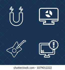 Premium set of outline vector icons. Such as musician, force, physics, blue, north, concert, web, field, music, template, sound, chart, layout, display, graph, banner, rock, screen, information, south