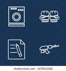Premium set of outline vector icons. Such as modern, training, form, rifle, leather, wash, washer, pen, army, boxer, electrical, assault, appliance, weapon, equipment, competition, business, paperwork