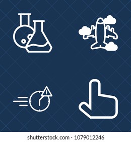 Premium set of outline vector icons. Such as night, job, medicine, laboratory, airplane, lab, prosthesis, transport, cursor, passenger, tool, fly, man, dentist, pointer, deadline, woman, tourism, late