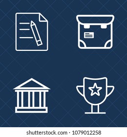 Premium set of outline vector icons. Such as professional, form, sport, trophy, pen, success, work, europe, hand, reward, business, sea, greek, file, mobile, greece, office, passport, paperwork, page