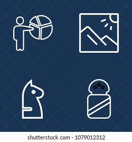 Premium set of outline vector icons. Such as horse, female, white, sea, seminar, businesswoman, speaker, travel, bath, sky, adult, ingredient, summer, chess, scenery, spice, audience, vacation, game