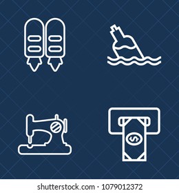 Premium set of outline vector icons. Such as currency, equipment, credit, atm, technology, transparent, full, machine, blue, plastic, retro, transaction, fabric, needle, bottle, liquid, bank, vintage