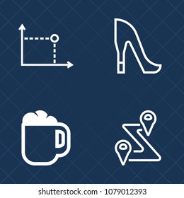 Premium set of outline vector icons. Such as school, female, road, travel, beautiful, girl, pair, fashion, beauty, circle, glamour, navigation, art, drink, geometry, route, woman, cappuccino, beverage