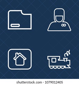 Premium set of outline vector icons. Such as modern, speed, hospitality, porter, file, window, business, transport, train, railroad, rail, work, house, bellboy, bellhop, new, document, railway, sign