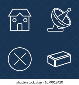 Premium set of outline vector icons. Such as cancel, business, brick, building, wall, technology, signal, button, crane, material, site, mark, industrial, industry, cross, home, web, engineering, work